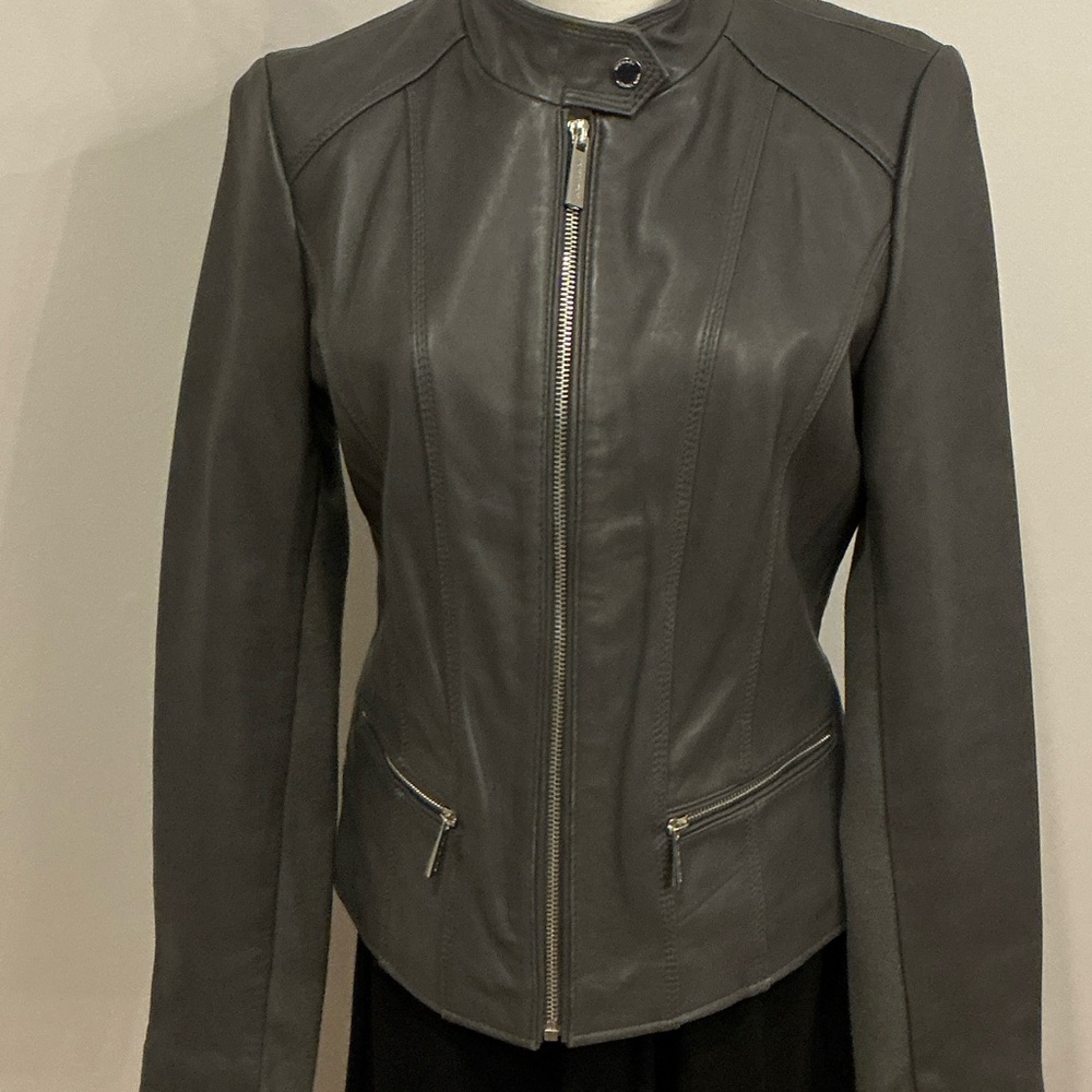 Michael Kors Charcoal Leather Jacket